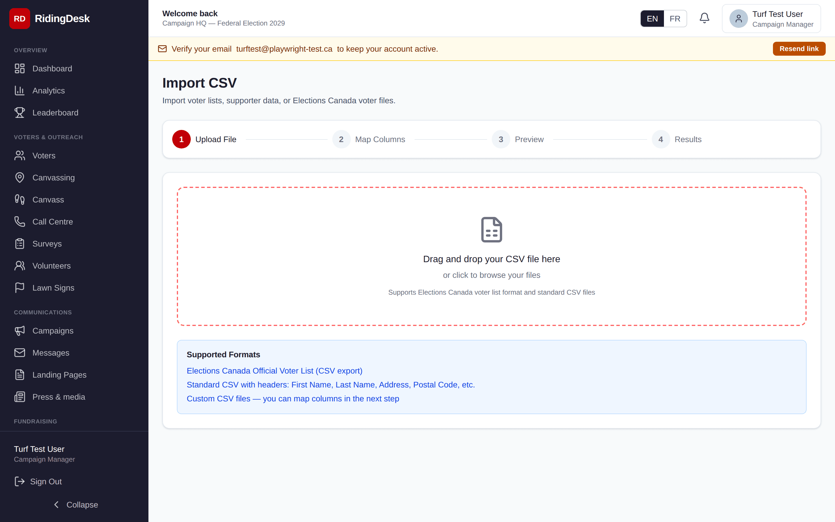 CSV import wizard
